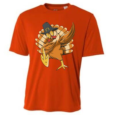 Funny Dabbing Turkey Adult Matching Thanksgiving Gift Cooling Performance Crew T-Shirt