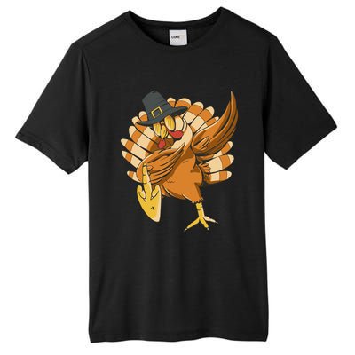 Funny Dabbing Turkey Adult Matching Thanksgiving Gift Tall Fusion ChromaSoft Performance T-Shirt