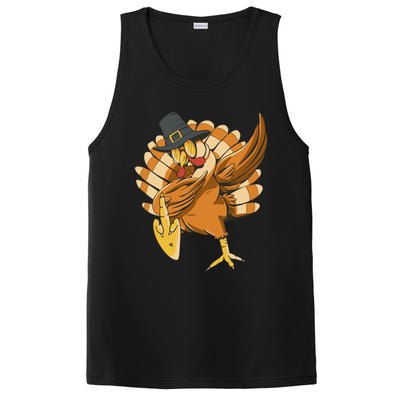 Funny Dabbing Turkey Adult Matching Thanksgiving Gift PosiCharge Competitor Tank