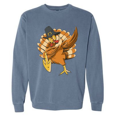 Funny Dabbing Turkey Adult Matching Thanksgiving Gift Garment-Dyed Sweatshirt