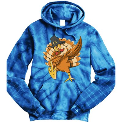 Funny Dabbing Turkey Adult Matching Thanksgiving Gift Tie Dye Hoodie