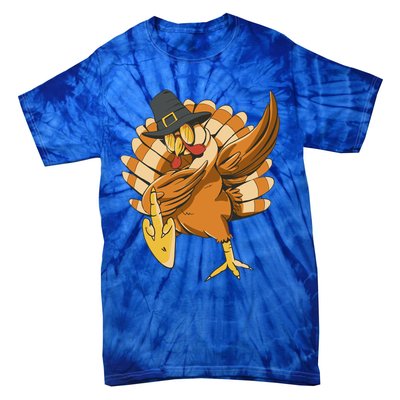 Funny Dabbing Turkey Adult Matching Thanksgiving Gift Tie-Dye T-Shirt