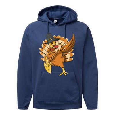 Funny Dabbing Turkey Adult Matching Thanksgiving Gift Performance Fleece Hoodie