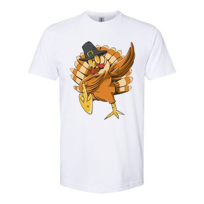 Funny Dabbing Turkey Adult Matching Thanksgiving Gift Softstyle® CVC T-Shirt