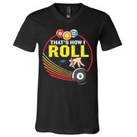 Father's Day That's How I Roll Snooker Billiards Gift For Dad V-Neck T-Shirt