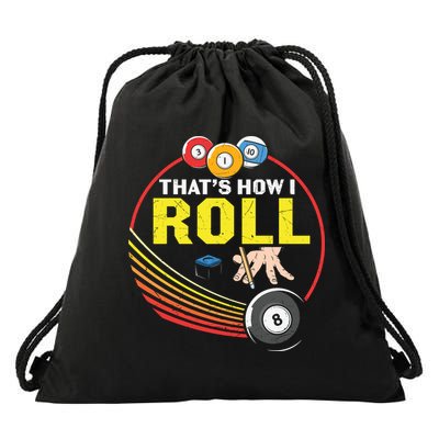Father's Day That's How I Roll Snooker Billiards Gift For Dad Drawstring Bag