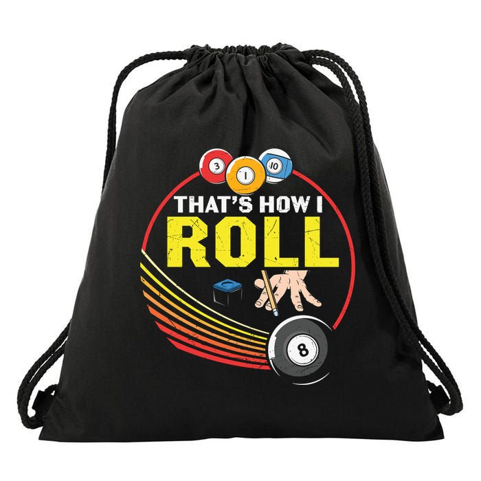 Father's Day That's How I Roll Snooker Billiards Gift For Dad Drawstring Bag