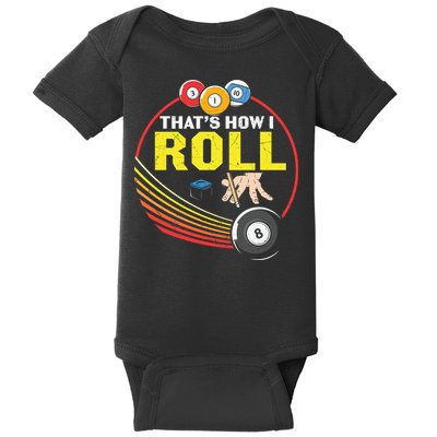Father's Day That's How I Roll Snooker Billiards Gift For Dad Baby Bodysuit