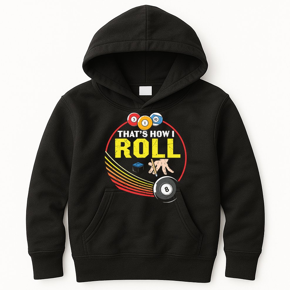 Father's Day That's How I Roll Snooker Billiards Gift For Dad Kids Hoodie