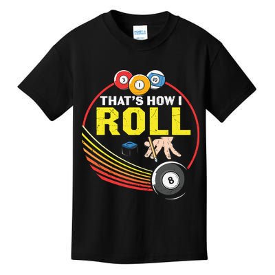 Father's Day That's How I Roll Snooker Billiards Gift For Dad Kids T-Shirt