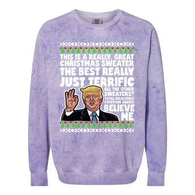 Funny Donald Trump Ugly Christmas Parody Speech Funny Gift Colorblast Crewneck Sweatshirt