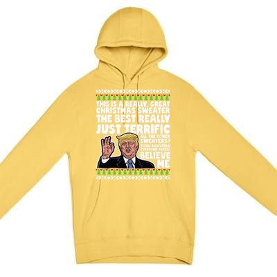 Funny Donald Trump Ugly Christmas Parody Speech Funny Gift Premium Pullover Hoodie