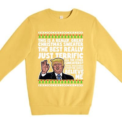 Funny Donald Trump Ugly Christmas Parody Speech Funny Gift Premium Crewneck Sweatshirt