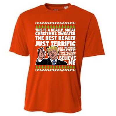 Funny Donald Trump Ugly Christmas Parody Speech Funny Gift Cooling Performance Crew T-Shirt