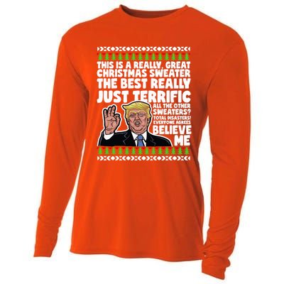 Funny Donald Trump Ugly Christmas Parody Speech Funny Gift Cooling Performance Long Sleeve Crew