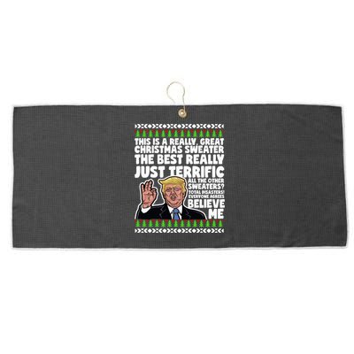 Funny Donald Trump Ugly Christmas Parody Speech Funny Gift Large Microfiber Waffle Golf Towel