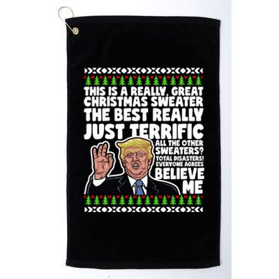 Funny Donald Trump Ugly Christmas Parody Speech Funny Gift Platinum Collection Golf Towel