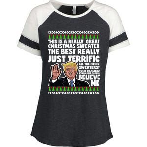 Funny Donald Trump Ugly Christmas Parody Speech Funny Gift Enza Ladies Jersey Colorblock Tee