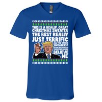 Funny Donald Trump Ugly Christmas Parody Speech Funny Gift V-Neck T-Shirt