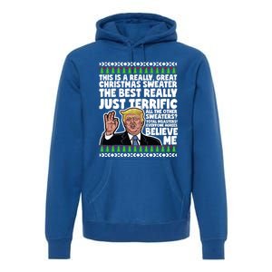 Funny Donald Trump Ugly Christmas Parody Speech Funny Gift Premium Hoodie