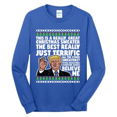 Funny Donald Trump Ugly Christmas Parody Speech Funny Gift Tall Long Sleeve T-Shirt