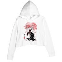 Fantasy Deer Tree Japanese Style Art Picture Painting Crop Fleece Hoodie