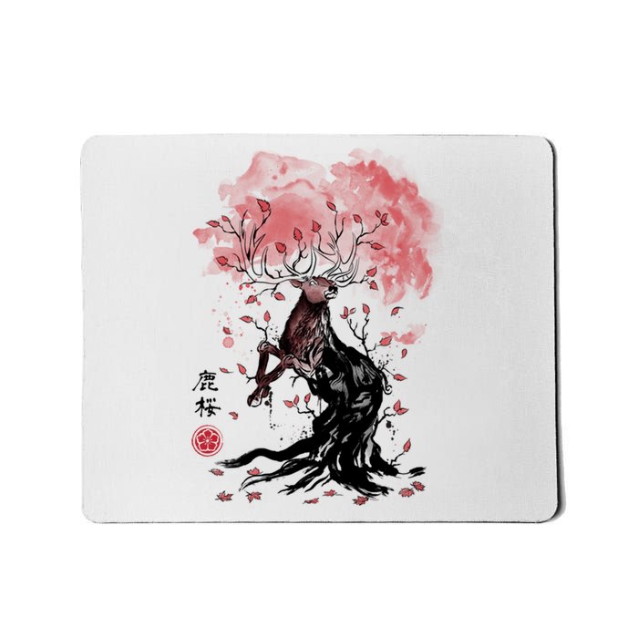 Fantasy Deer Tree Japanese Style Art Picture Painting Mousepad