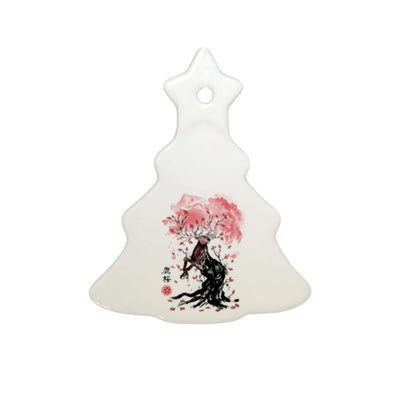 Fantasy Deer Tree Japanese Style Art Picture Painting Ceramic Tree Ornament