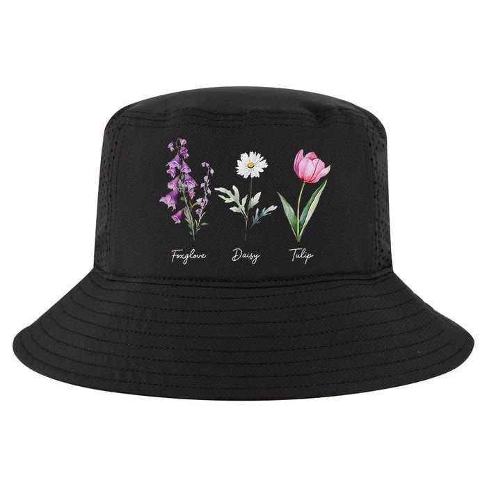 Foxglove Daisy Tulip Floral  Cool Comfort Performance Bucket Hat