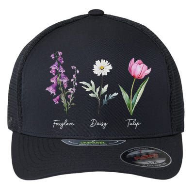 Foxglove Daisy Tulip Floral  Flexfit Unipanel Trucker Cap