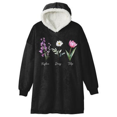 Foxglove Daisy Tulip Floral  Hooded Wearable Blanket