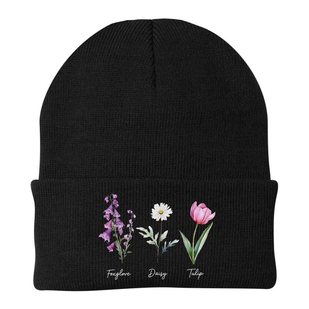 Foxglove Daisy Tulip Floral  Beanie