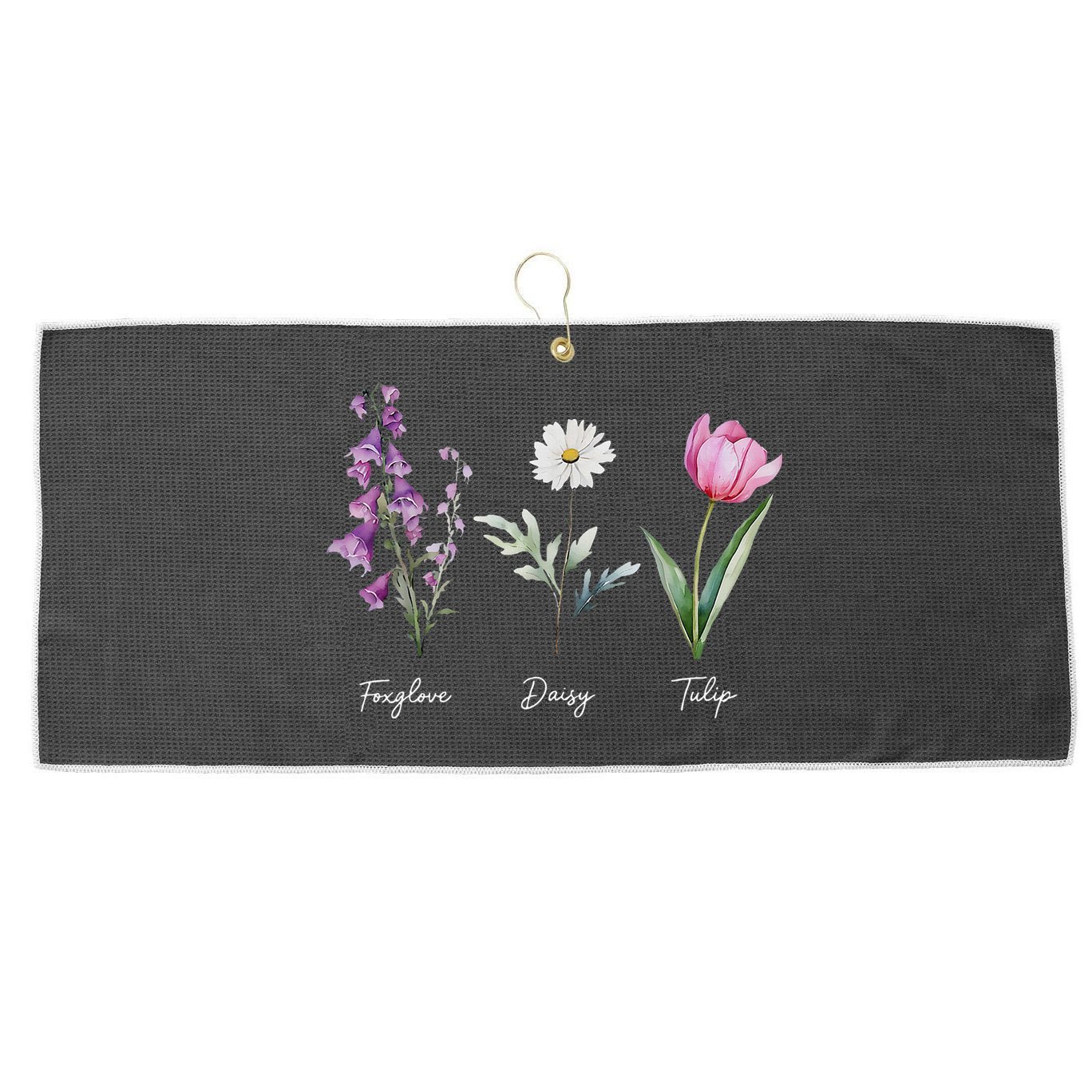 Foxglove Daisy Tulip Floral  Large Microfiber Waffle Golf Towel