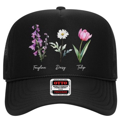 Foxglove Daisy Tulip Floral  Trucker Hat