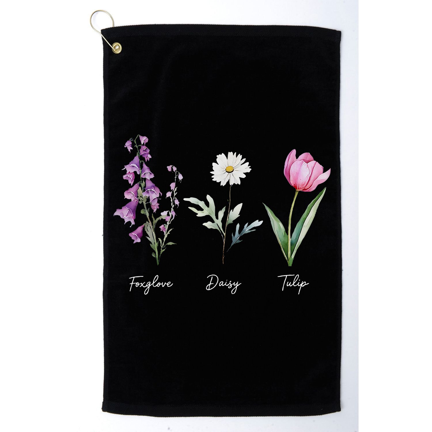 Foxglove Daisy Tulip Floral  Golf Towel