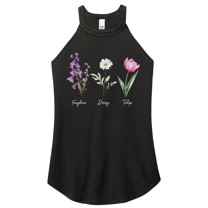 Foxglove Daisy Tulip Floral  Women's Perfect Tri Rocker Tank