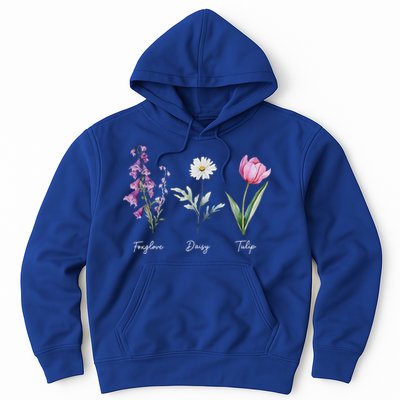 Foxglove Daisy Tulip Floral  Hoodie