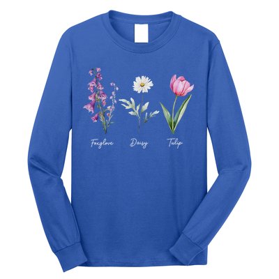 Foxglove Daisy Tulip Floral  Long Sleeve Shirt