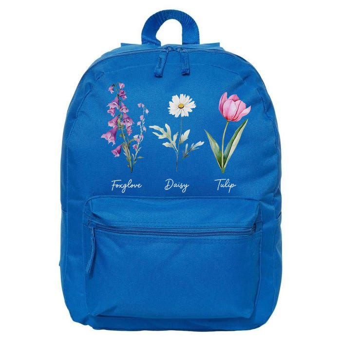Foxglove Daisy Tulip Floral  16 in Basic Backpack