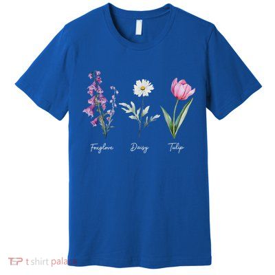 Foxglove Daisy Tulip Floral  Premium T-Shirt