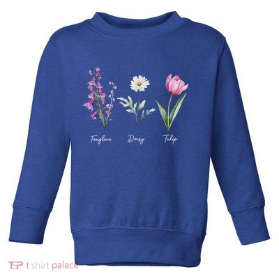 Foxglove Daisy Tulip Floral  Toddler Sweatshirt