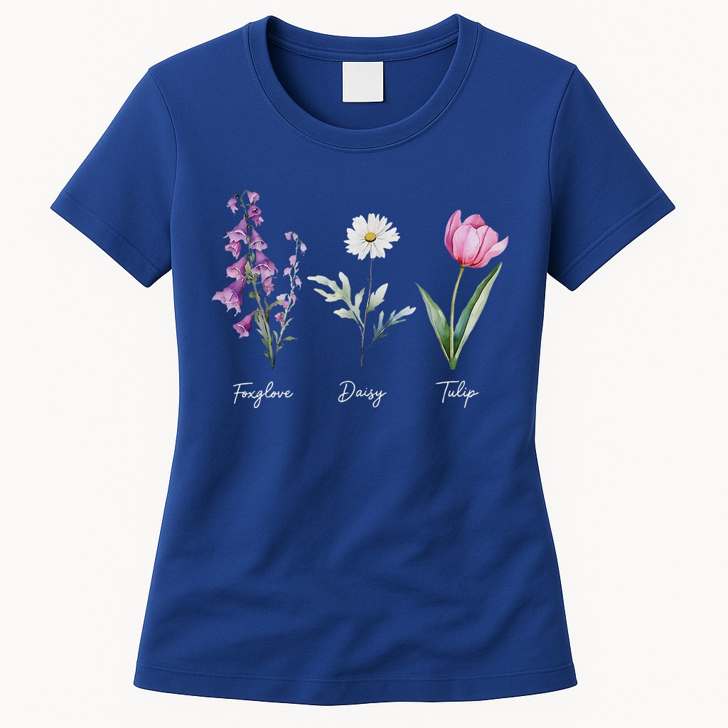 Foxglove Daisy Tulip Floral  Womens T-Shirt