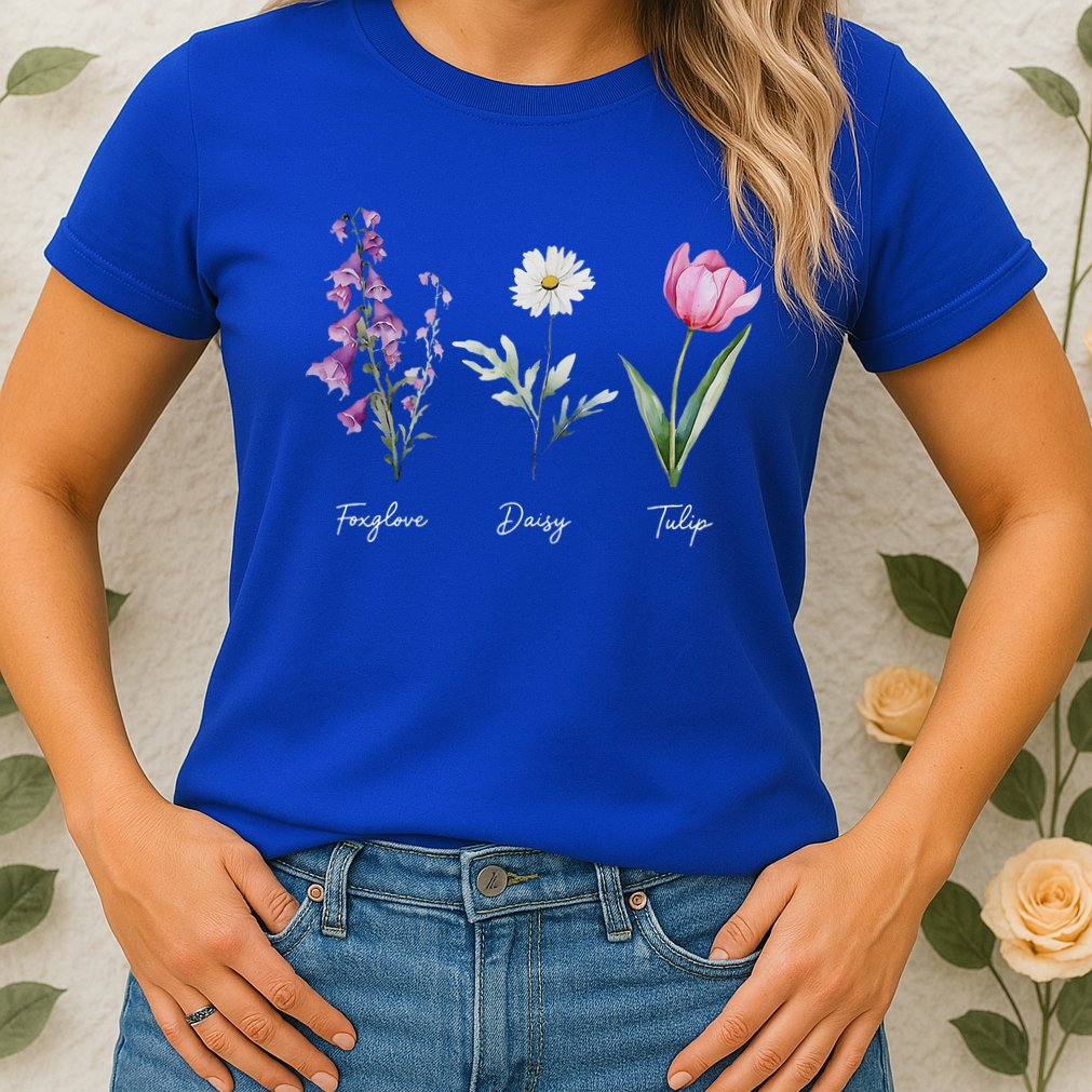Foxglove Daisy Tulip Floral  Womens T-Shirt