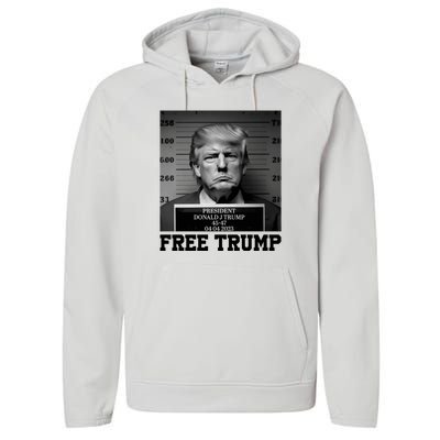 Free Donald Trump Mug Shot Performance Fleece Hoodie