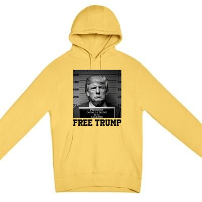 Free Donald Trump Mug Shot Premium Pullover Hoodie