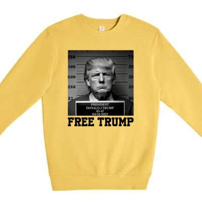 Free Donald Trump Mug Shot Premium Crewneck Sweatshirt