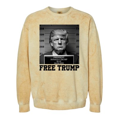 Free Donald Trump Mug Shot Colorblast Crewneck Sweatshirt