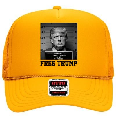 Free Donald Trump Mug Shot High Crown Mesh Back Trucker Hat