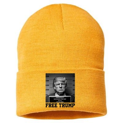 Free Donald Trump Mug Shot Sustainable Knit Beanie