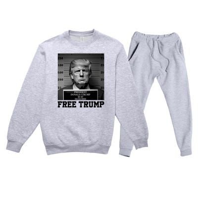 Free Donald Trump Mug Shot Premium Crewneck Sweatsuit Set